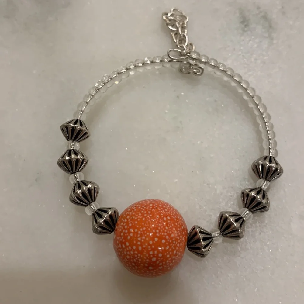 Love,Friend,Forever bracelet‎ plus 2 with orange beads.One is stretch.